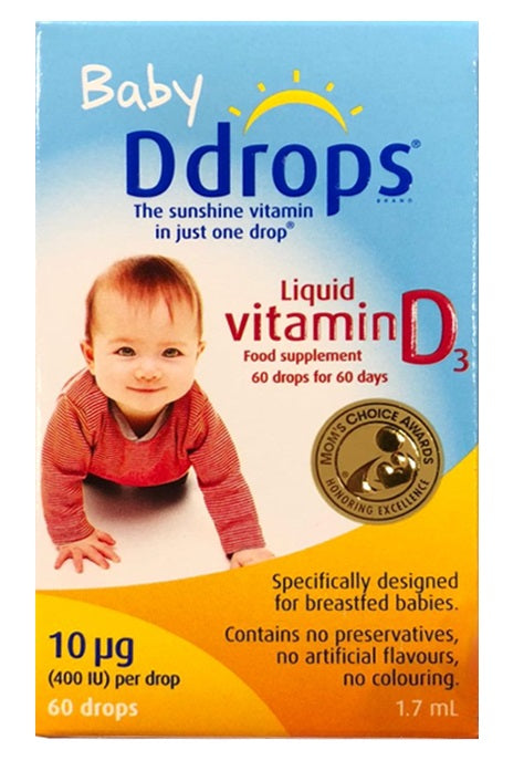 【包邮包税】Ddrops婴儿童维生素新生婴幼儿D3 baby宝宝VD补钙滴剂   60滴 1.7ml