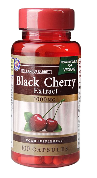 【包邮包税】荷柏瑞（Holland & Barrett）black cherry黑樱桃浓缩精华胶囊 1000mg  100粒