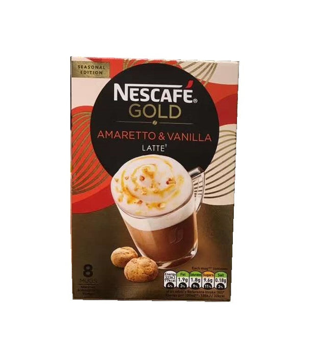 【包邮包税】Nestle GOLD雀巢金牌速溶花式咖啡 AMARETTO&VANILLA（latte）亚麻雷多&香草 （拿铁） 19.5gx8条