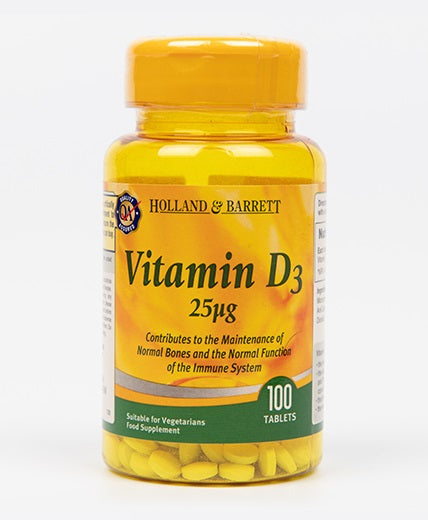 【现货包邮】荷柏瑞（Holland & Barrett）Vitamine D3维生素D 25ug100粒