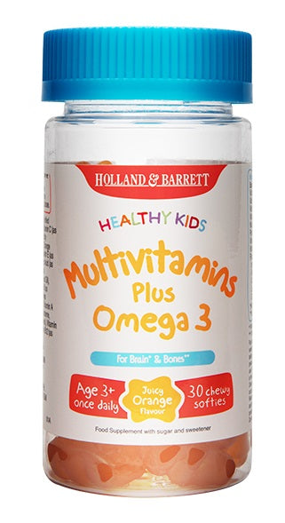 【现货包邮】荷柏瑞（Holland & Barrett）Multivitamins plus Omega 3儿童营养复合维生素欧米伽3软糖 30粒